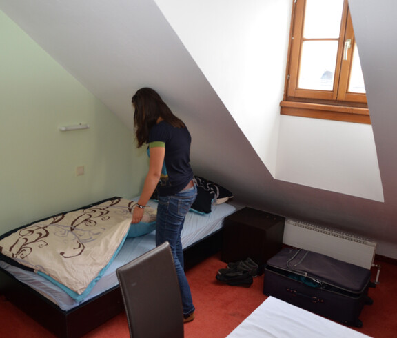 Ein Schlafzimmer in der Jugendnotschlafstelle Exit7