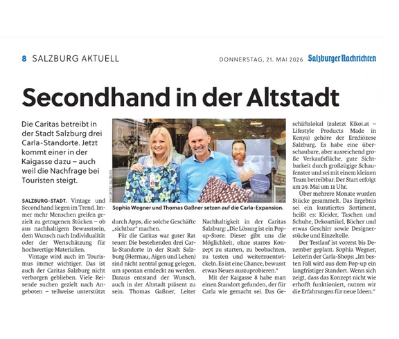 Ein Zeitungsartikel über carla Pop-up