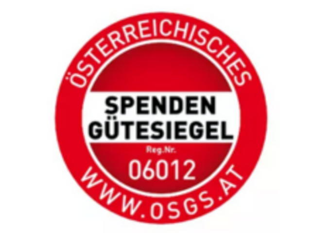 Rundes, rotes Siegel mit der Aufschrift "Österreichisches Spendengütesiegel" und einer Nummer